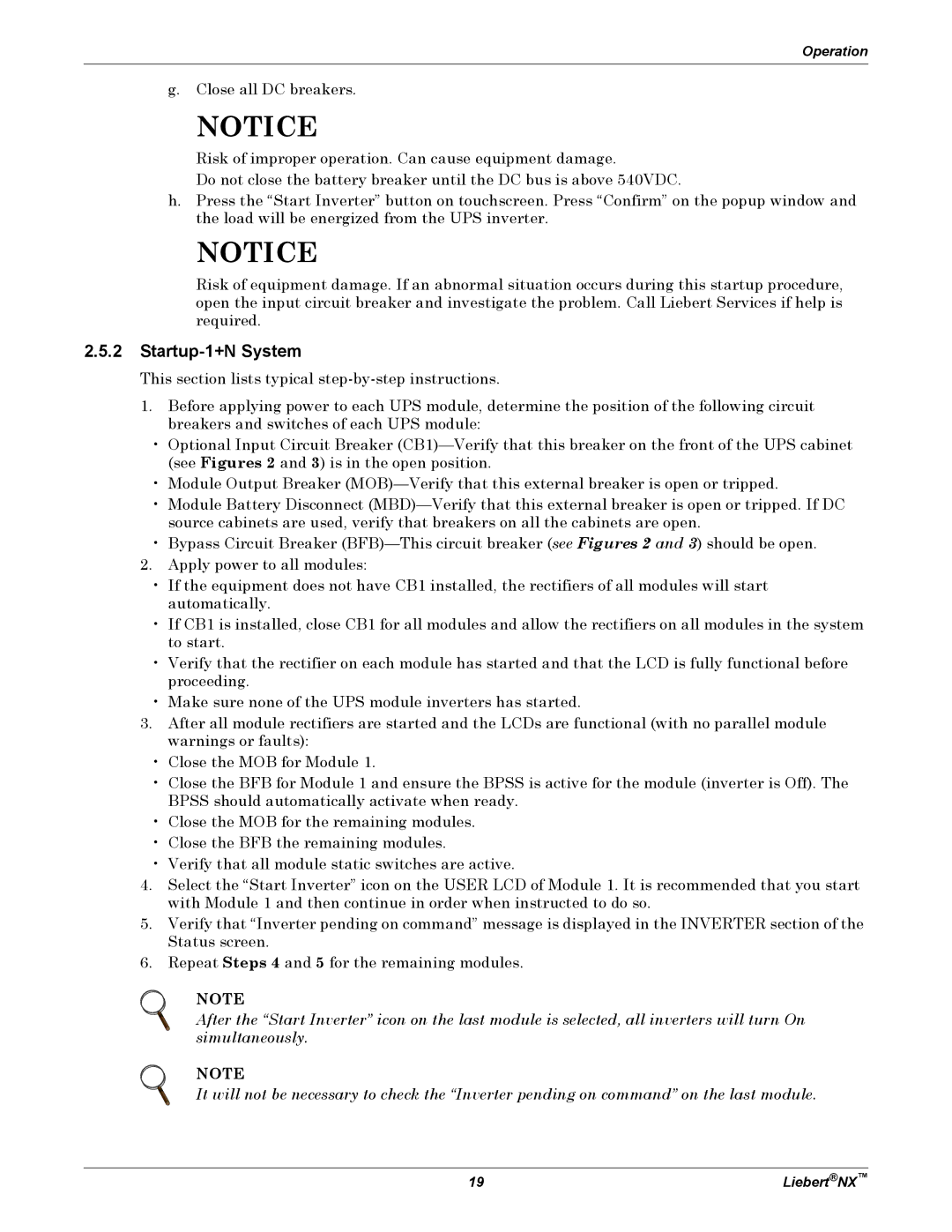 Emerson NX manual Startup-1+N System 