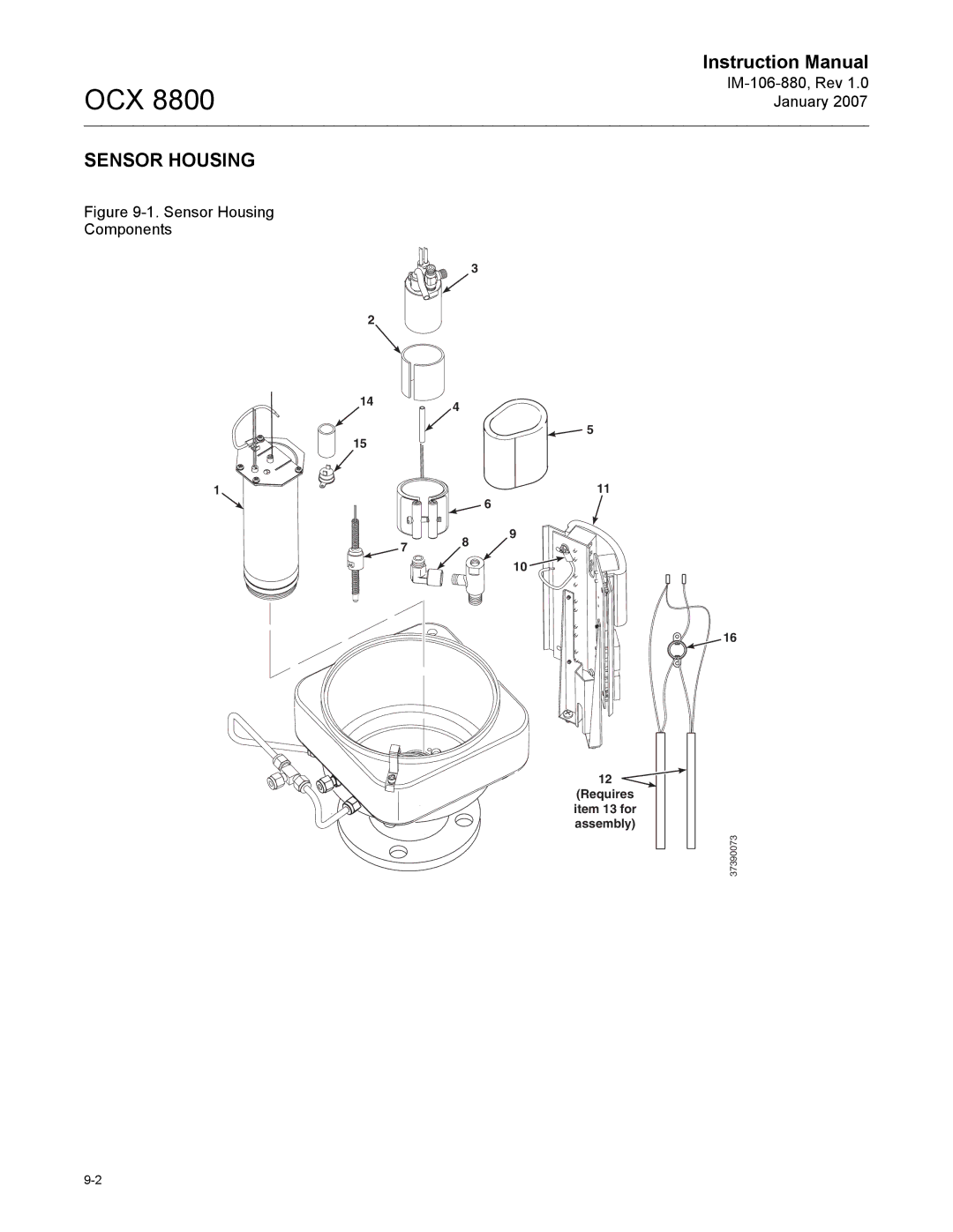 Emerson OCX 8800 instruction manual Sensor Housing Components 