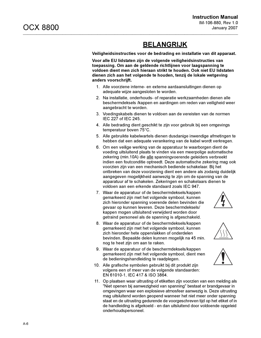 Emerson OCX 8800 instruction manual Ocx 