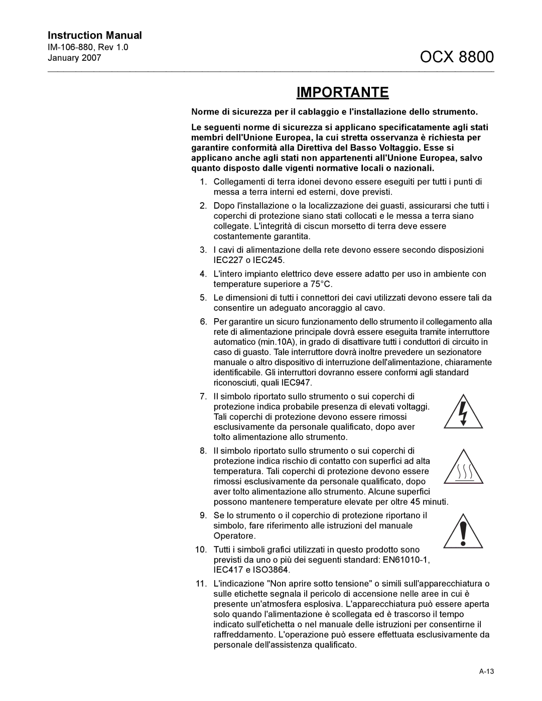 Emerson OCX 8800 instruction manual Importante 