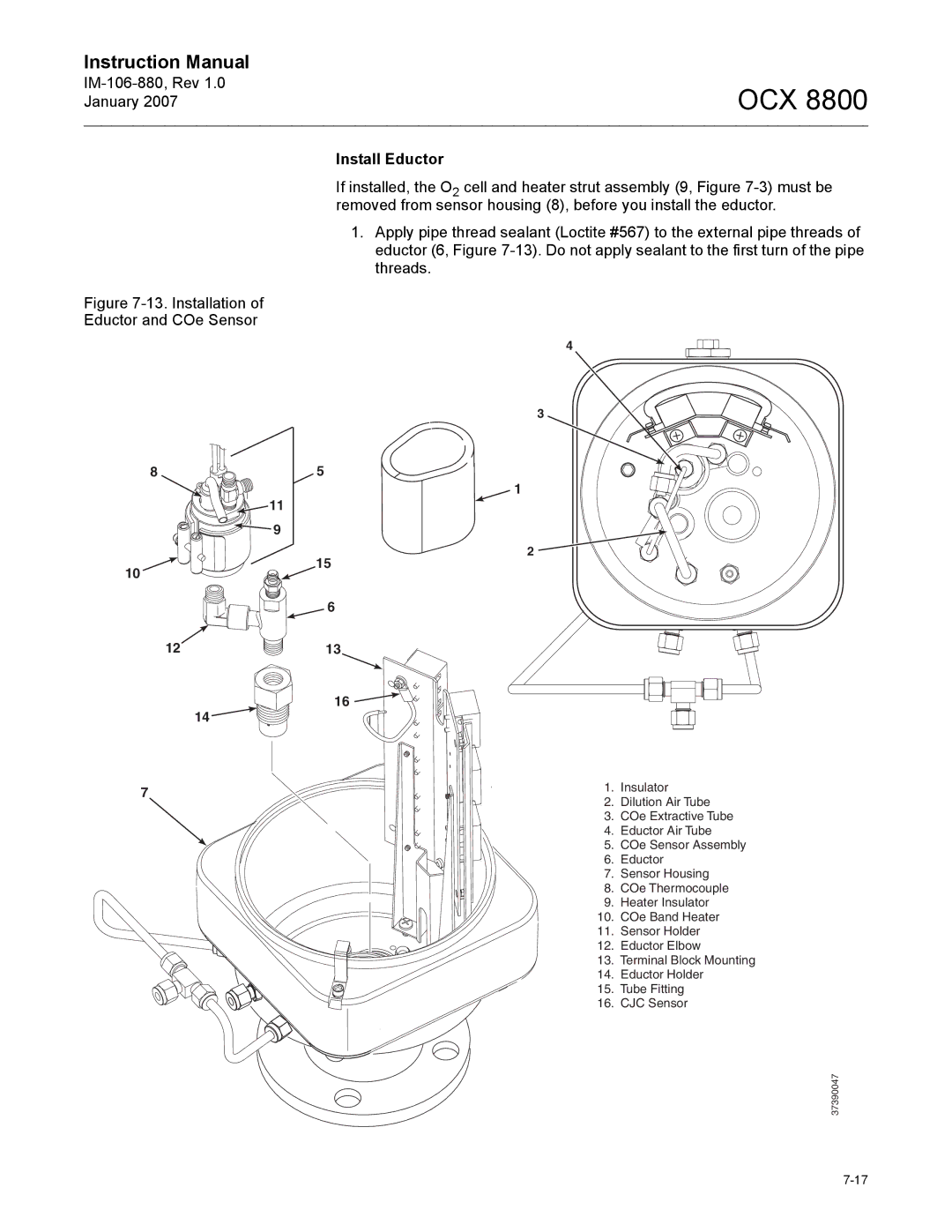 Emerson OCX 8800 instruction manual Install Eductor 