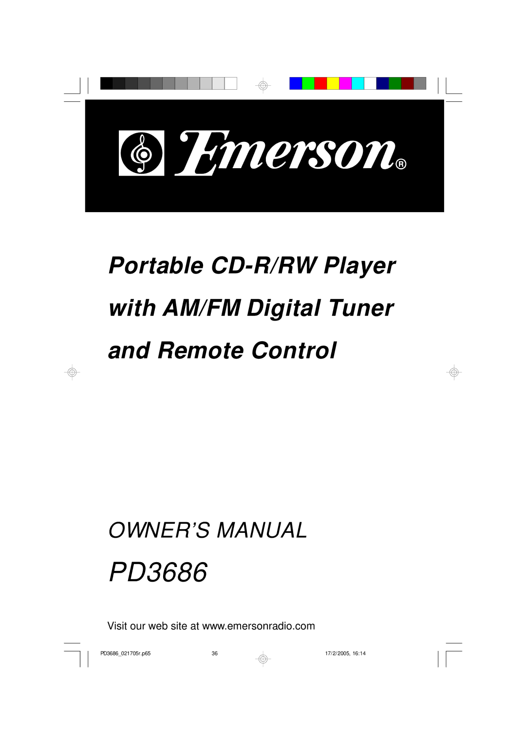 Emerson PD3686 owner manual 