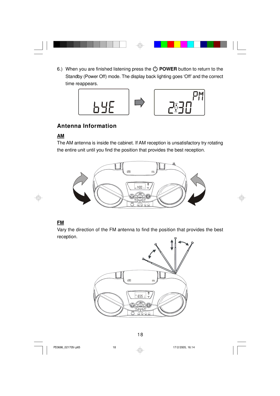 Emerson PD3686 owner manual Antenna Information 