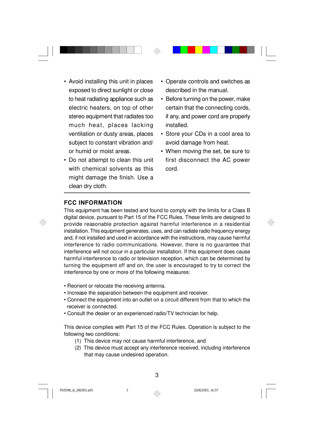 Emerson PD5098 owner manual FCC Information 