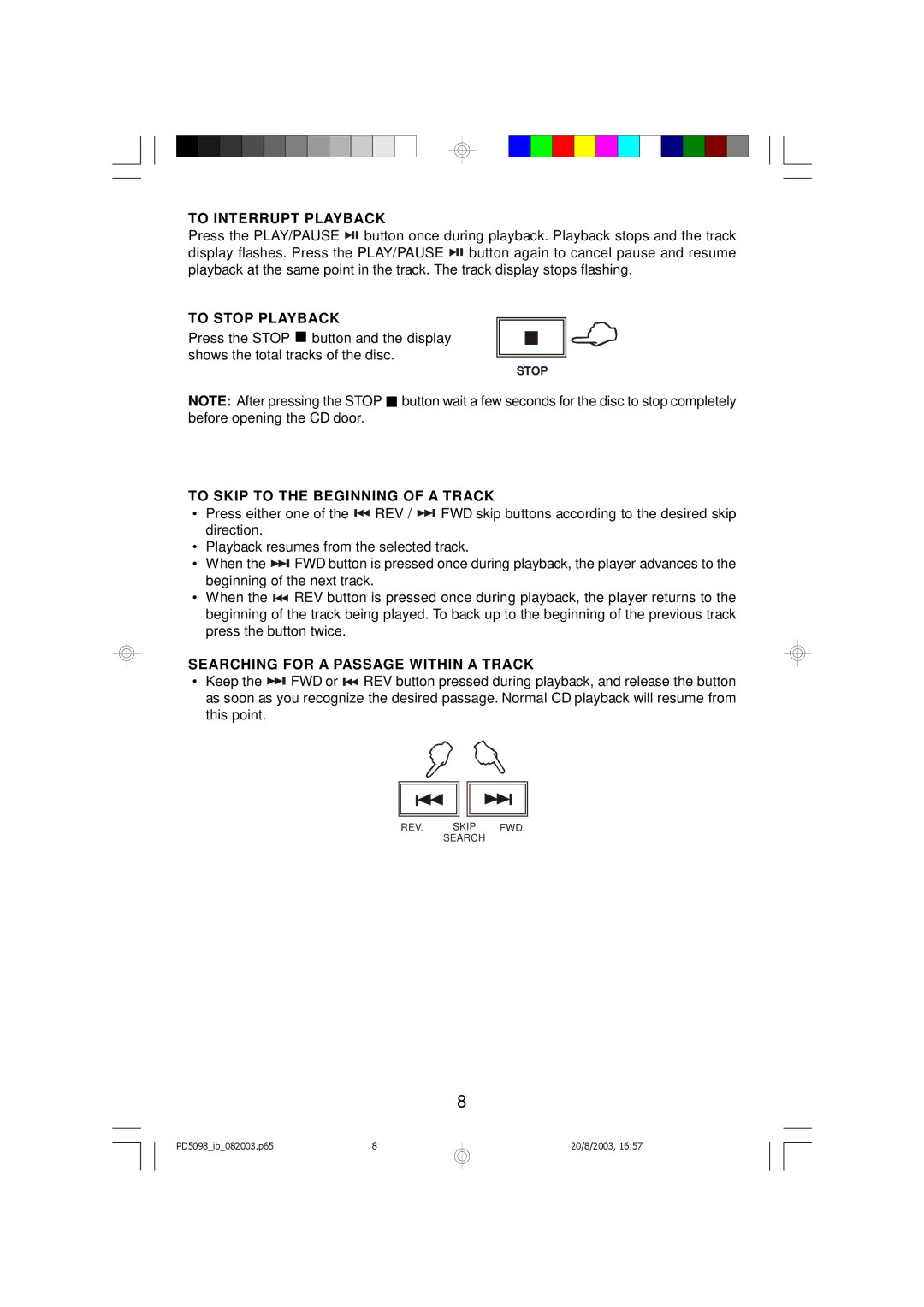 Emerson PD5098 owner manual To Stop Playback 