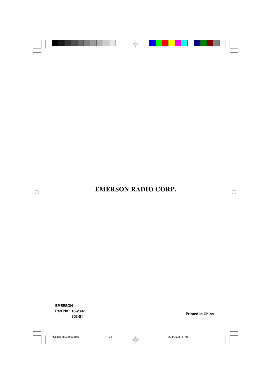 Emerson PD5802 owner manual Emerson Radio Corp 