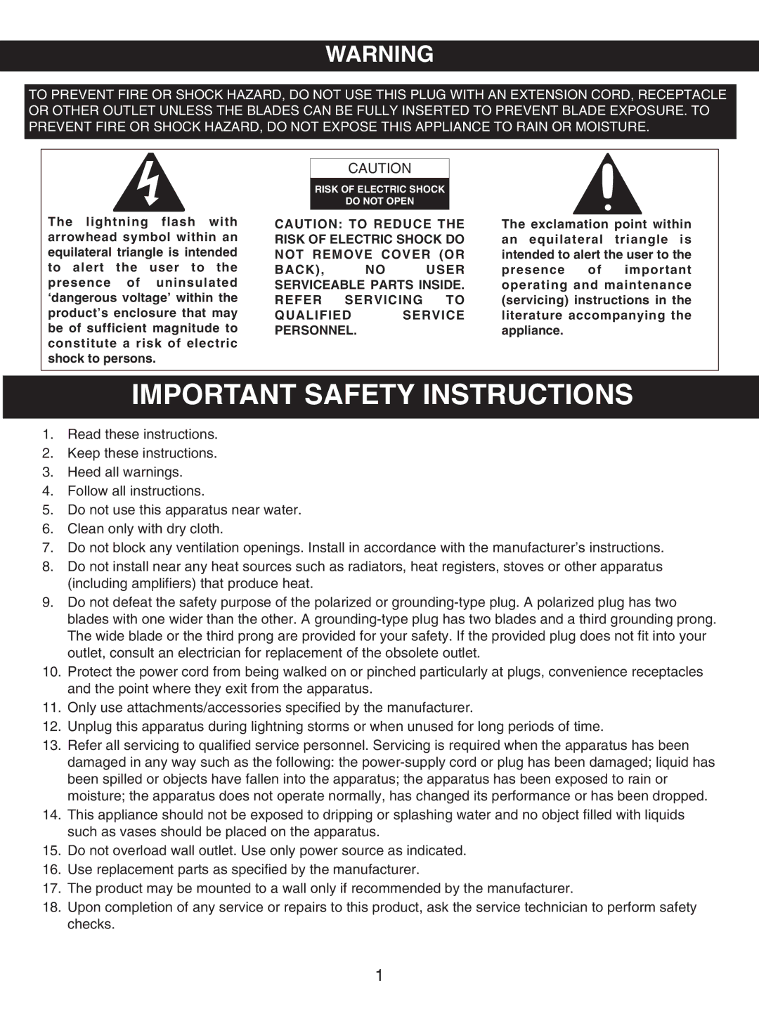 Emerson PD5812 owner manual Important Safety Instructions 