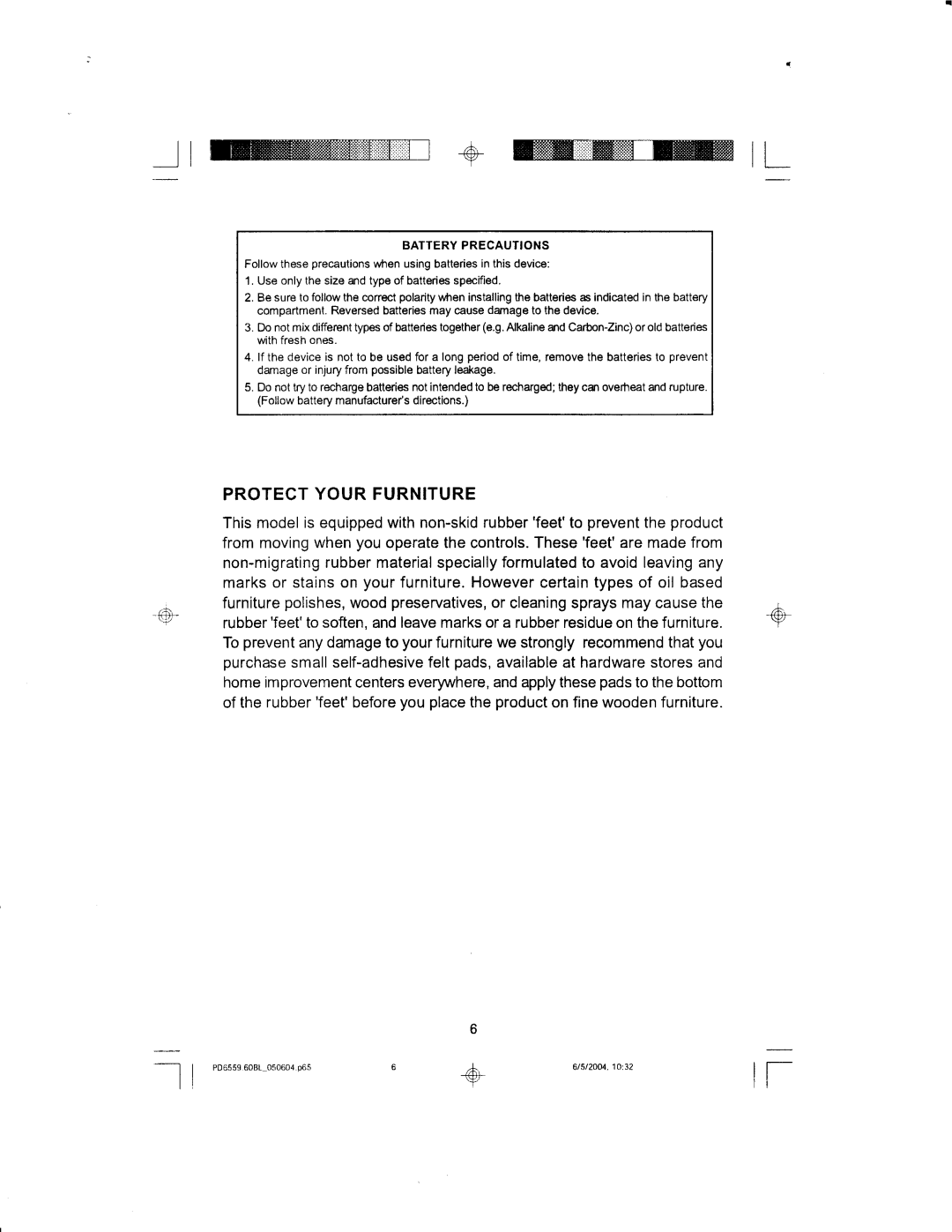 Emerson PD6559BL manual Jlw+ffilL, Protect Your Furniture 