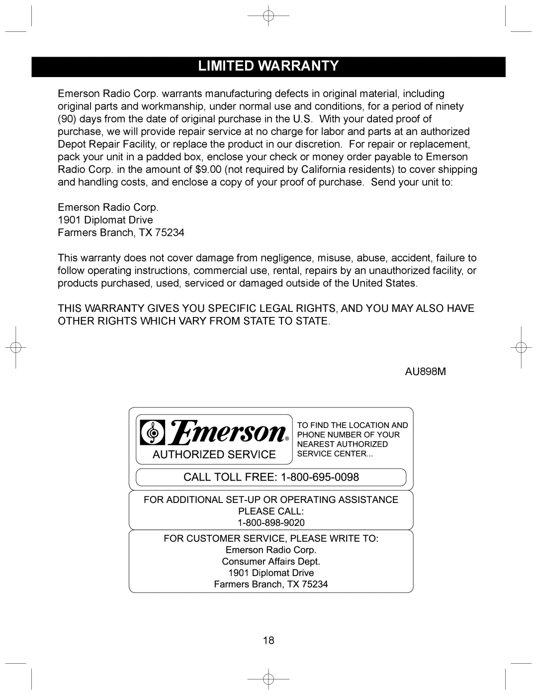 Emerson PD6870RD, PD6870CH owner manual Authorized 