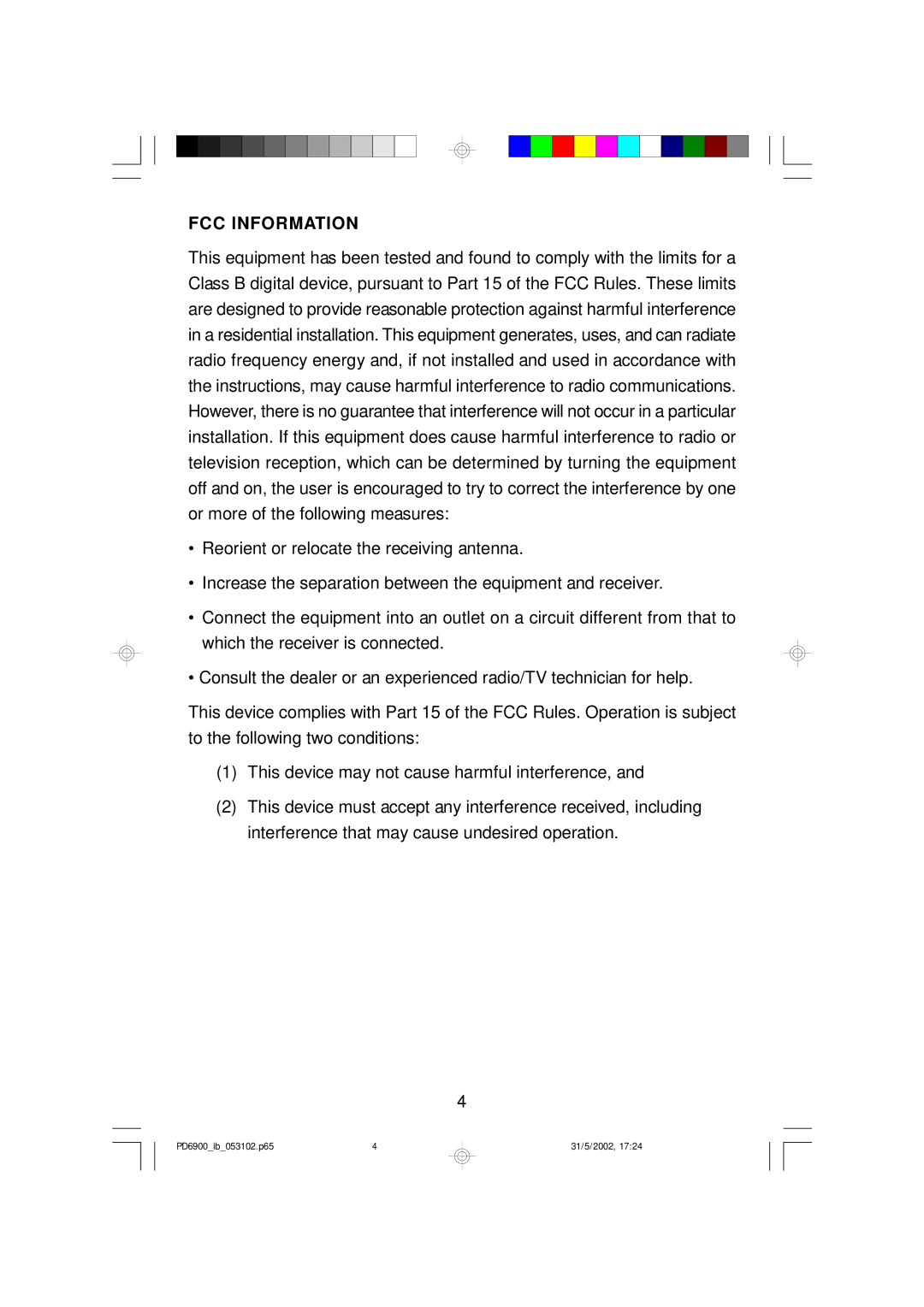 Emerson PD6900 owner manual FCC Information 