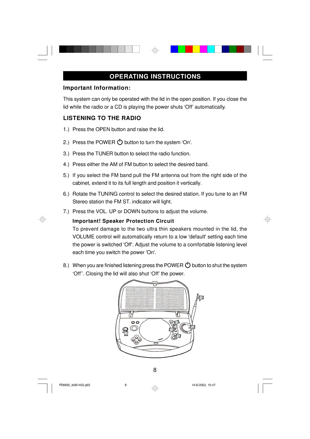 Emerson PD6950 owner manual Operating Instructions, Important Information, Listening to the Radio 