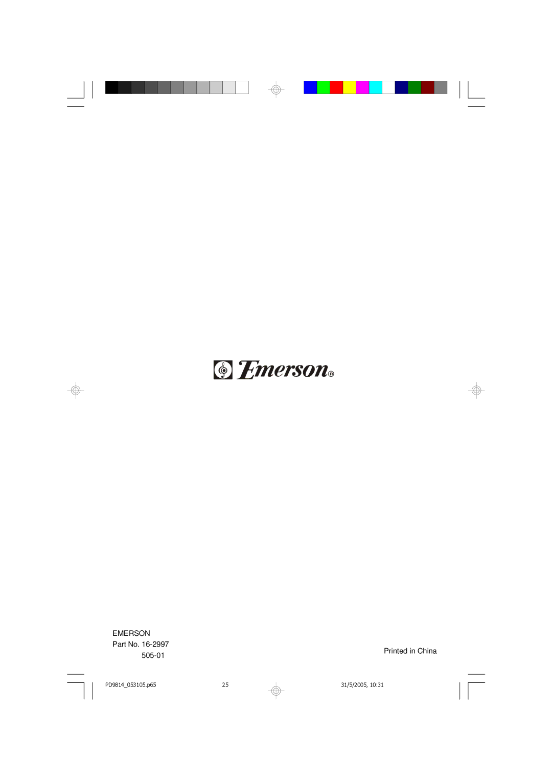 Emerson PD9814 owner manual Emerson 