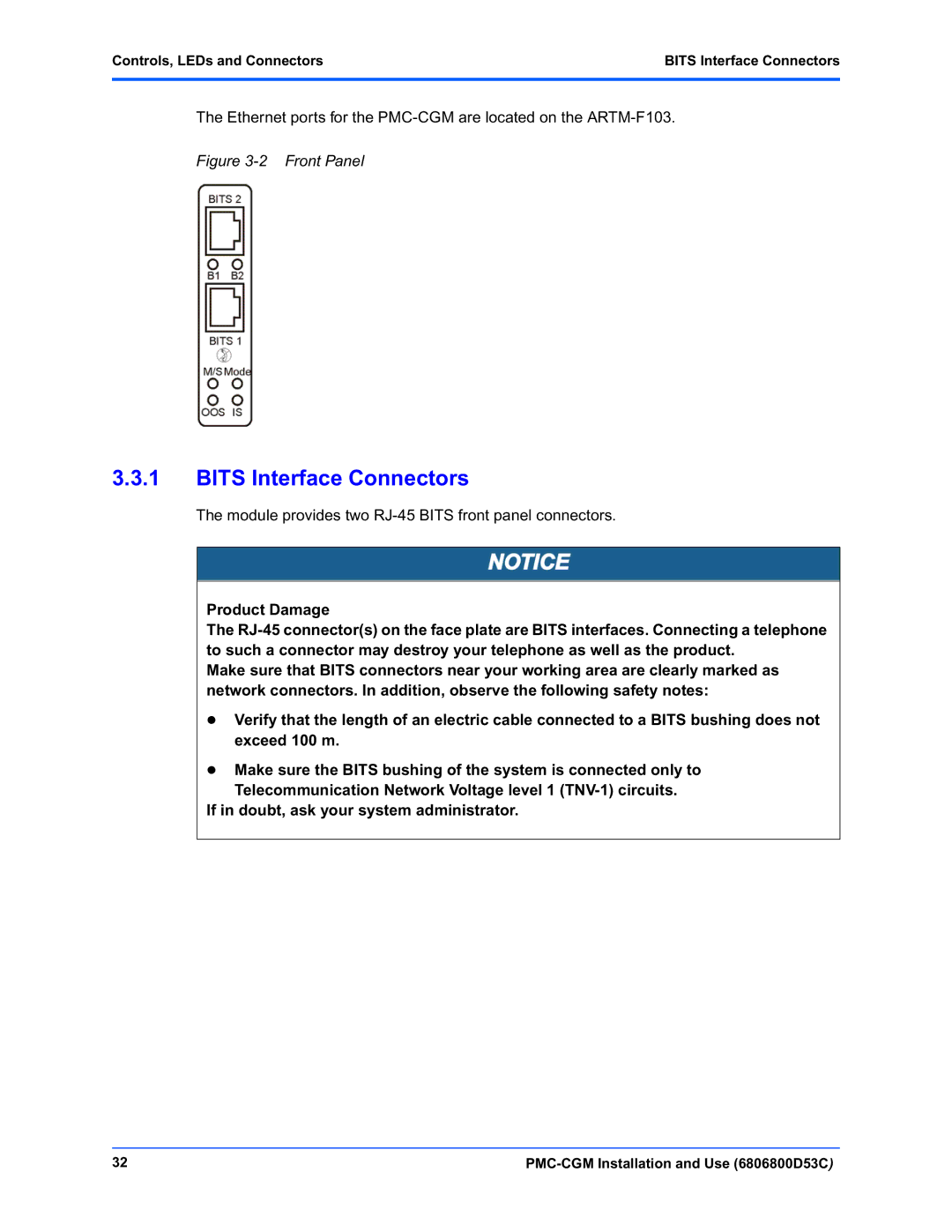 Emerson PMC-CGM manual Controls, LEDs and Connectors Bits Interface Connectors 