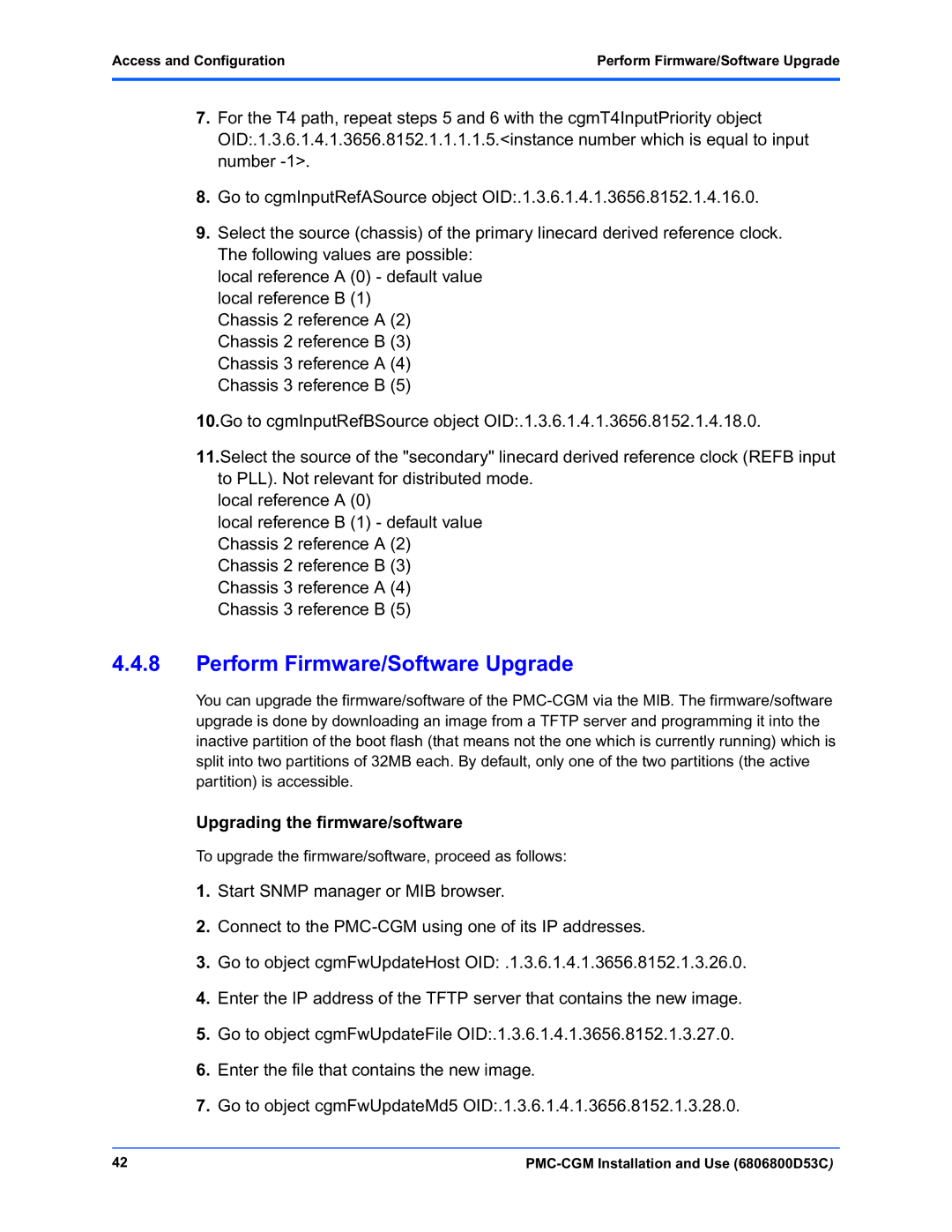 Emerson PMC-CGM manual Perform Firmware/Software Upgrade, Upgrading the firmware/software 