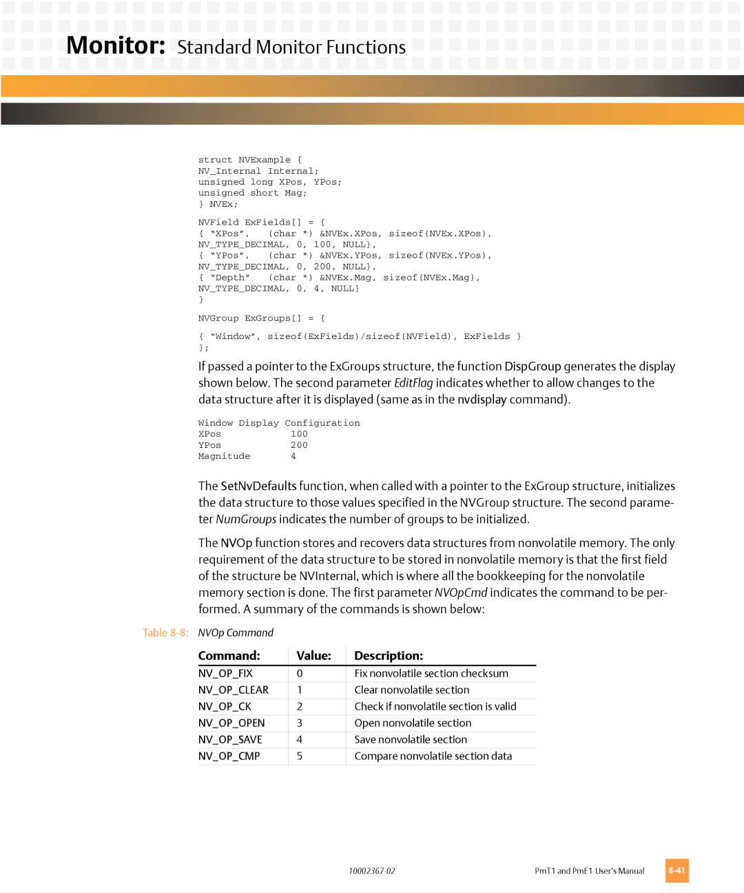 Emerson PMT1, PME1 user manual Command Value Description 