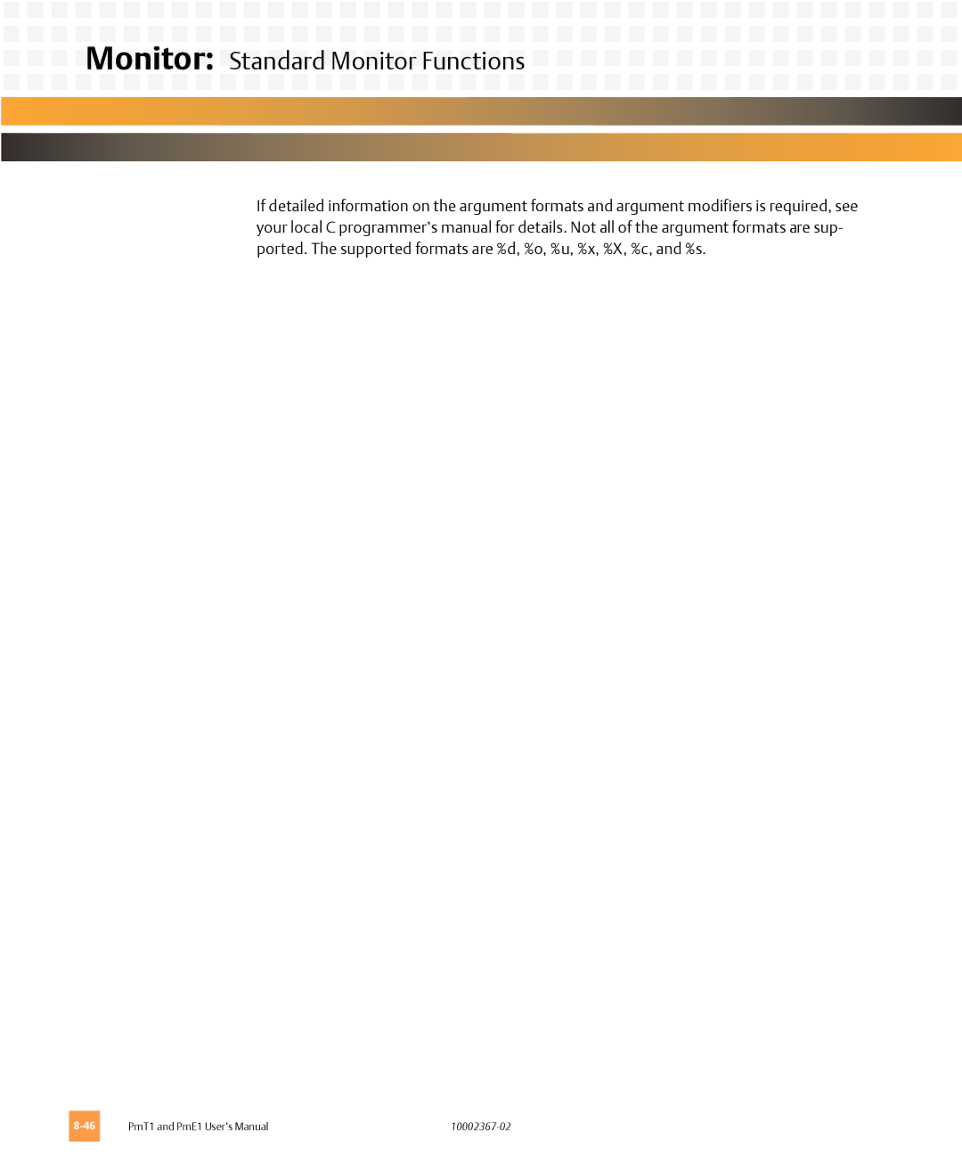 Emerson PME1, PMT1 user manual Monitor Standard Monitor Functions 