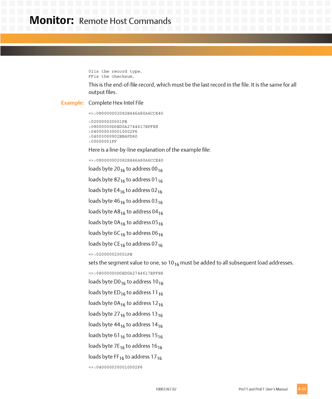 Emerson PMT1, PME1 user manual Here is a line-by-line explanation of the example file 