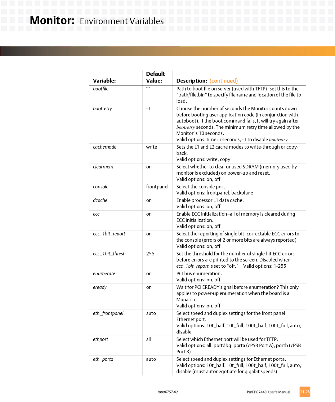 Emerson PMPPC7448 user manual Bootfile 