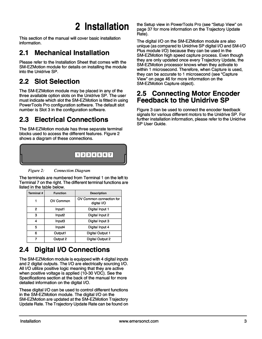 Emerson P/N 400361-00 manual Mechanical Installation, Slot Selection, Electrical Connections, Digital I/O Connections 