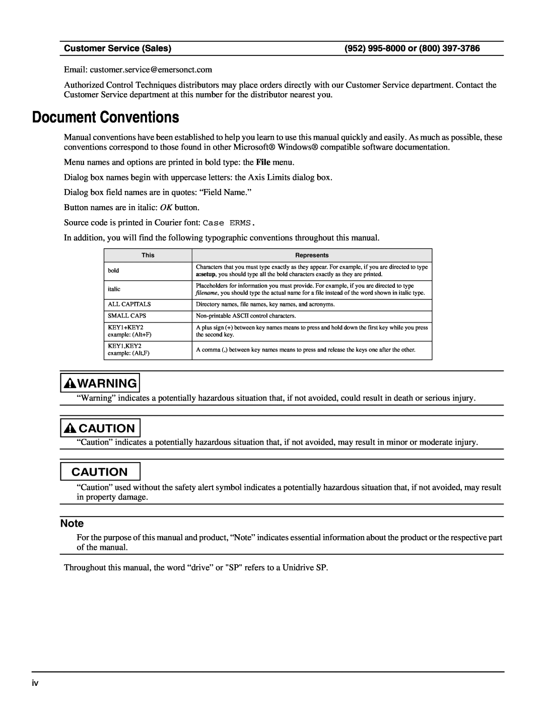 Emerson P/N 400361-00 manual Document Conventions 