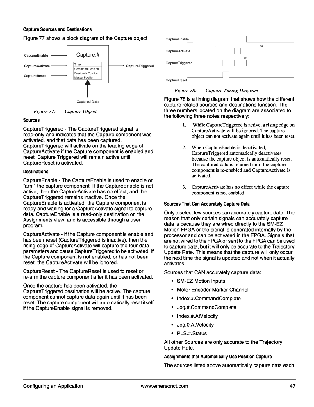 Emerson P/N 400361-00 manual Capture Timing Diagram, Capture Object, Capture Sources and Destinations 