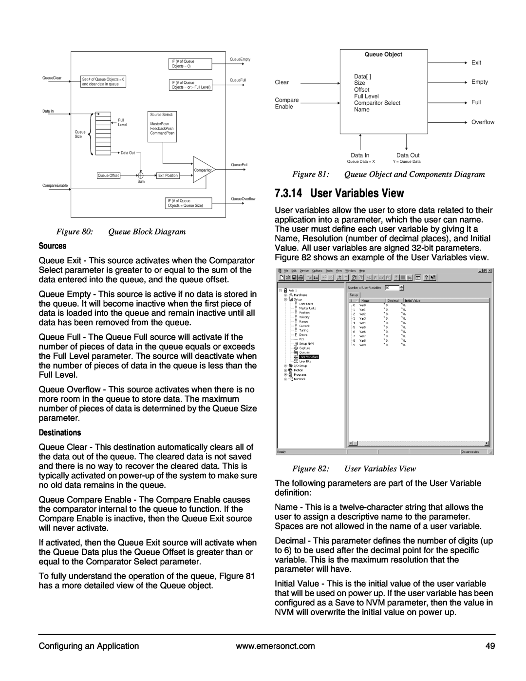 Emerson P/N 400361-00 manual User Variables View, Queue Object and Components Diagram, Queue Block Diagram 