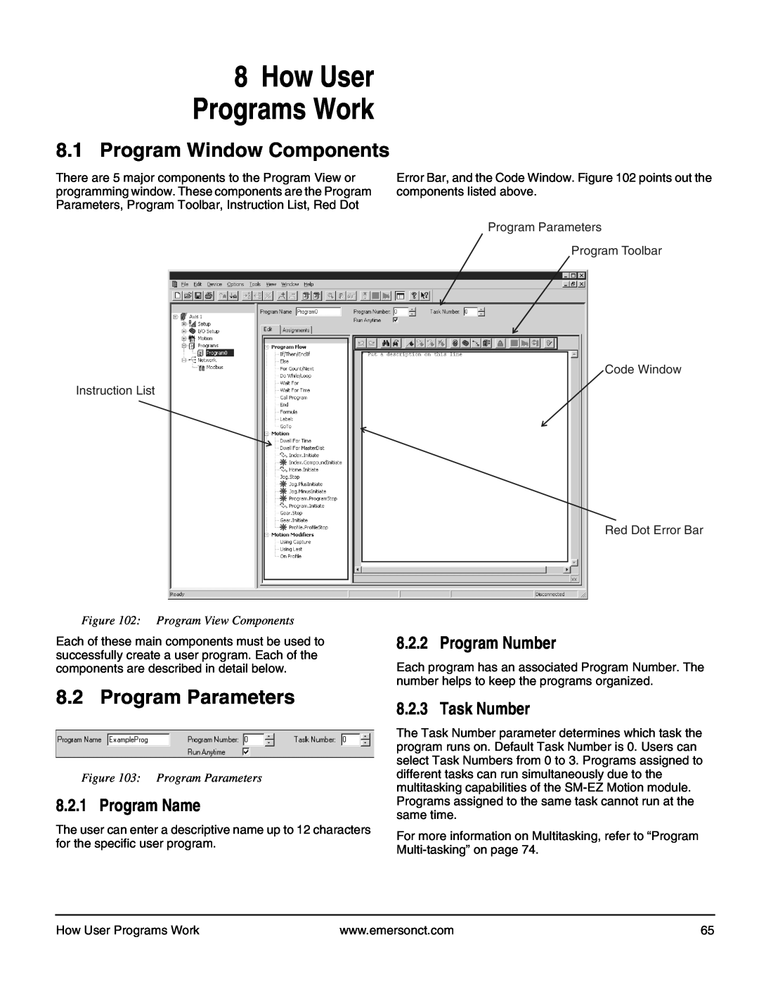 Emerson P/N 400361-00 How User, Programs Work, Program Window Components, Program Parameters, Program Name, Program Number 