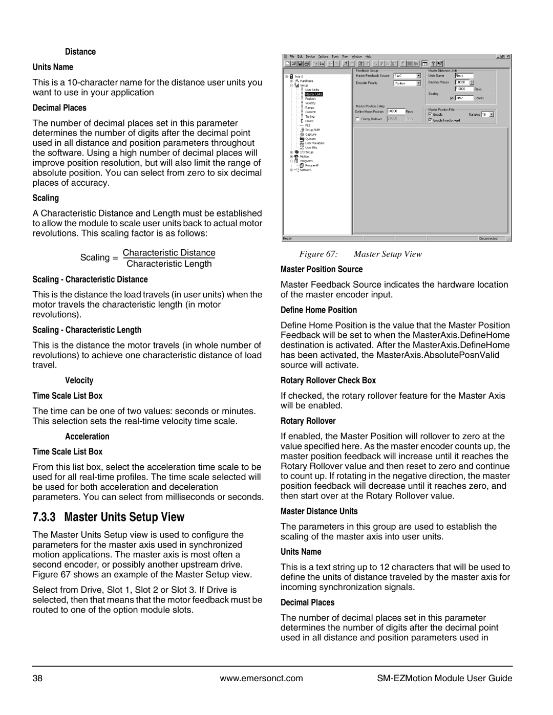 Emerson P/N 400361-00 manual Master Units Setup View 