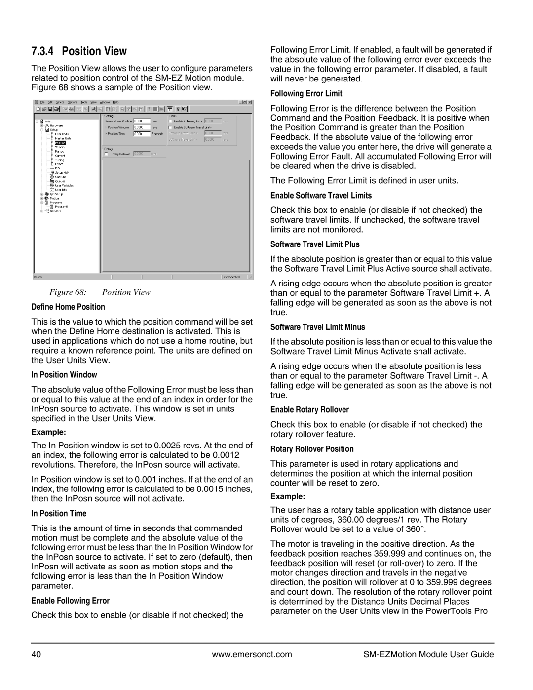 Emerson P/N 400361-00 manual Position View 