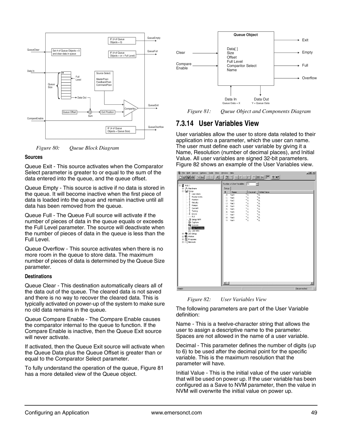 Emerson P/N 400361-00 manual User Variables View, Queue Object 