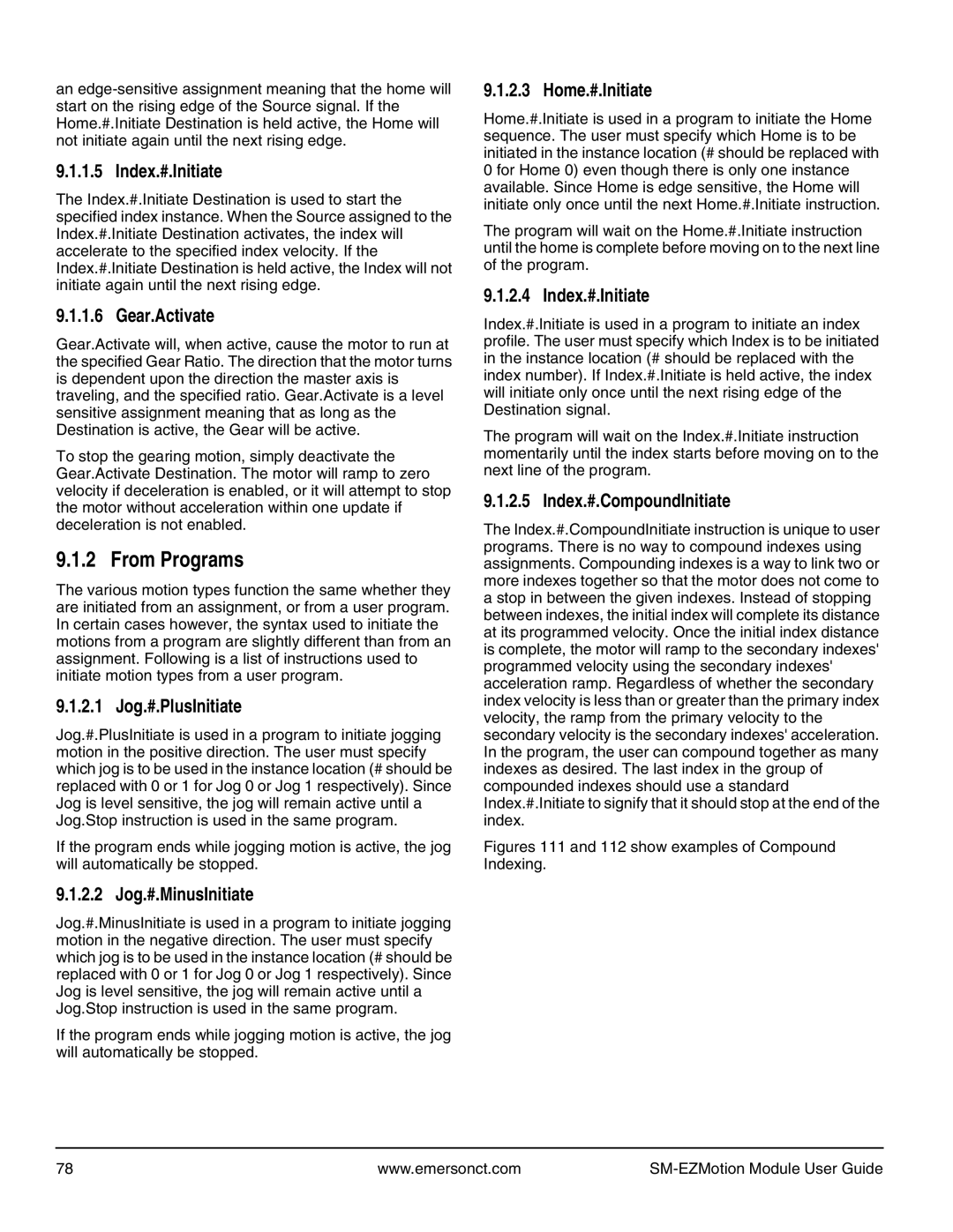 Emerson P/N 400361-00 manual From Programs 