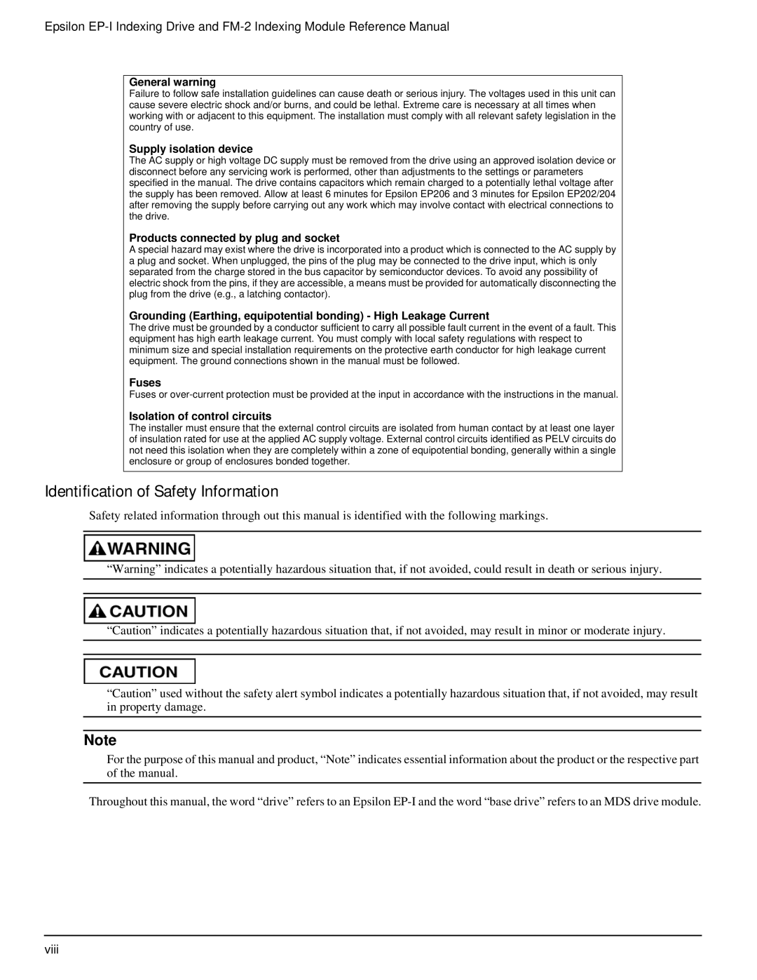 Emerson P/N 400518-02 manual Identification of Safety Information, General warning 