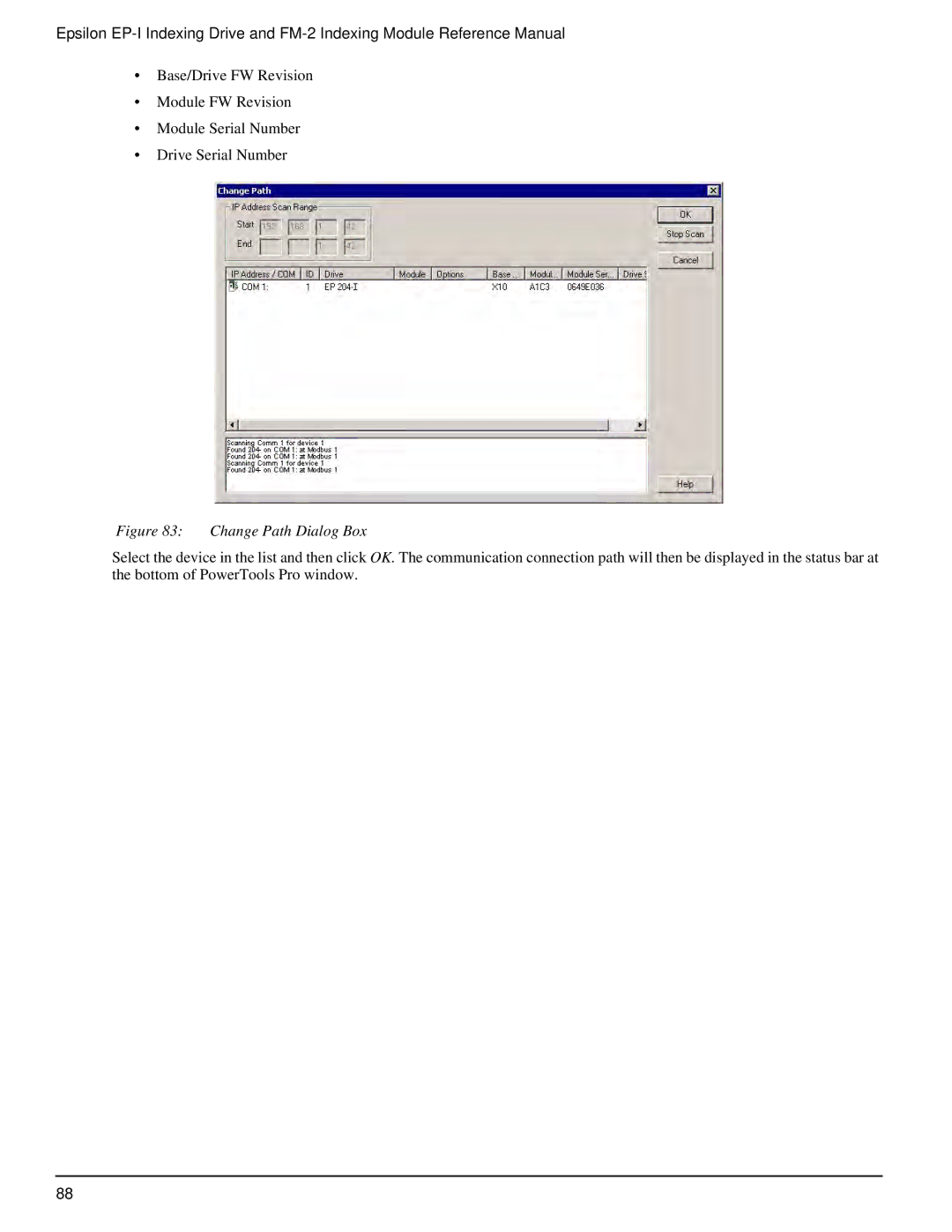 Emerson P/N 400518-02 manual Change Path Dialog Box 