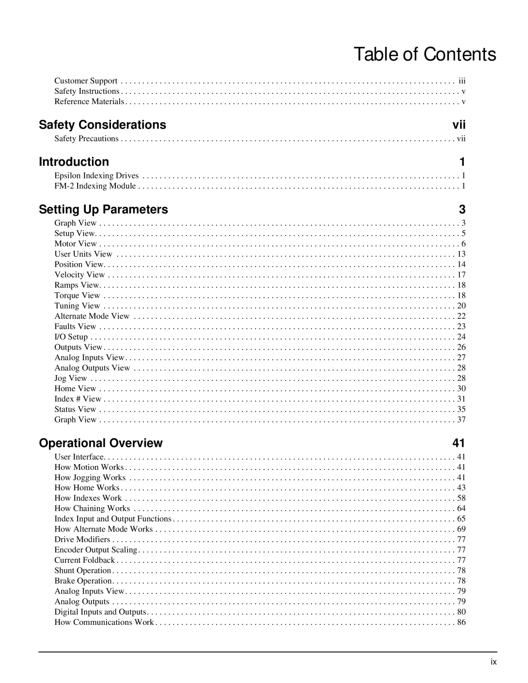 Emerson P/N 400518-02 manual Table of Contents 