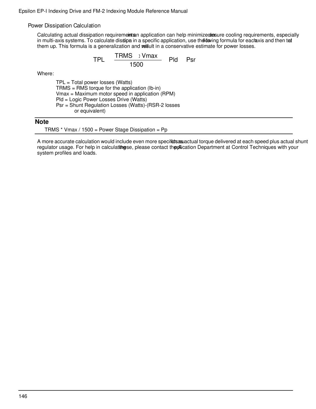 Emerson P/N 400518-02 manual Power Dissipation Calculation, Tpl = 