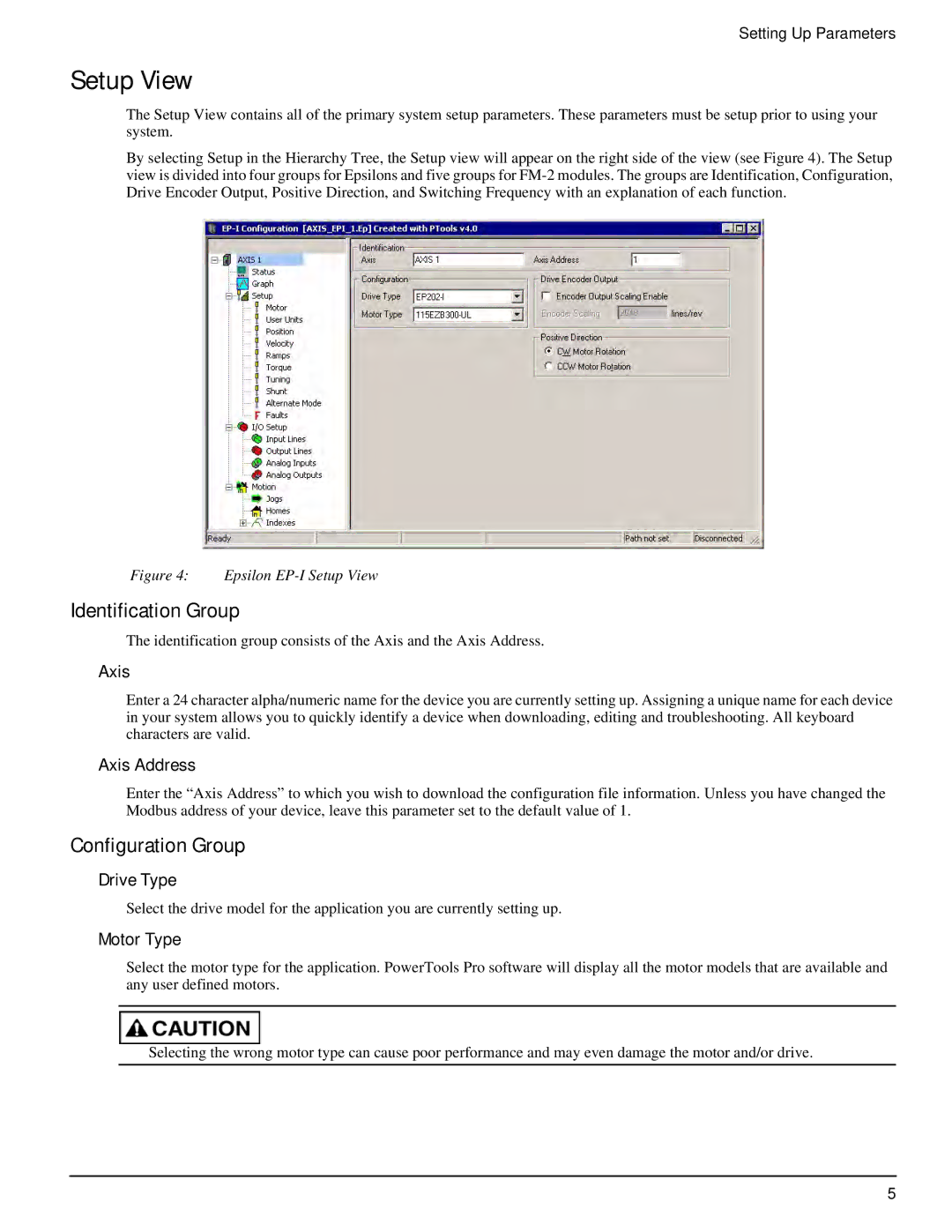 Emerson P/N 400518-02 manual Setup View, Identification Group, Configuration Group 