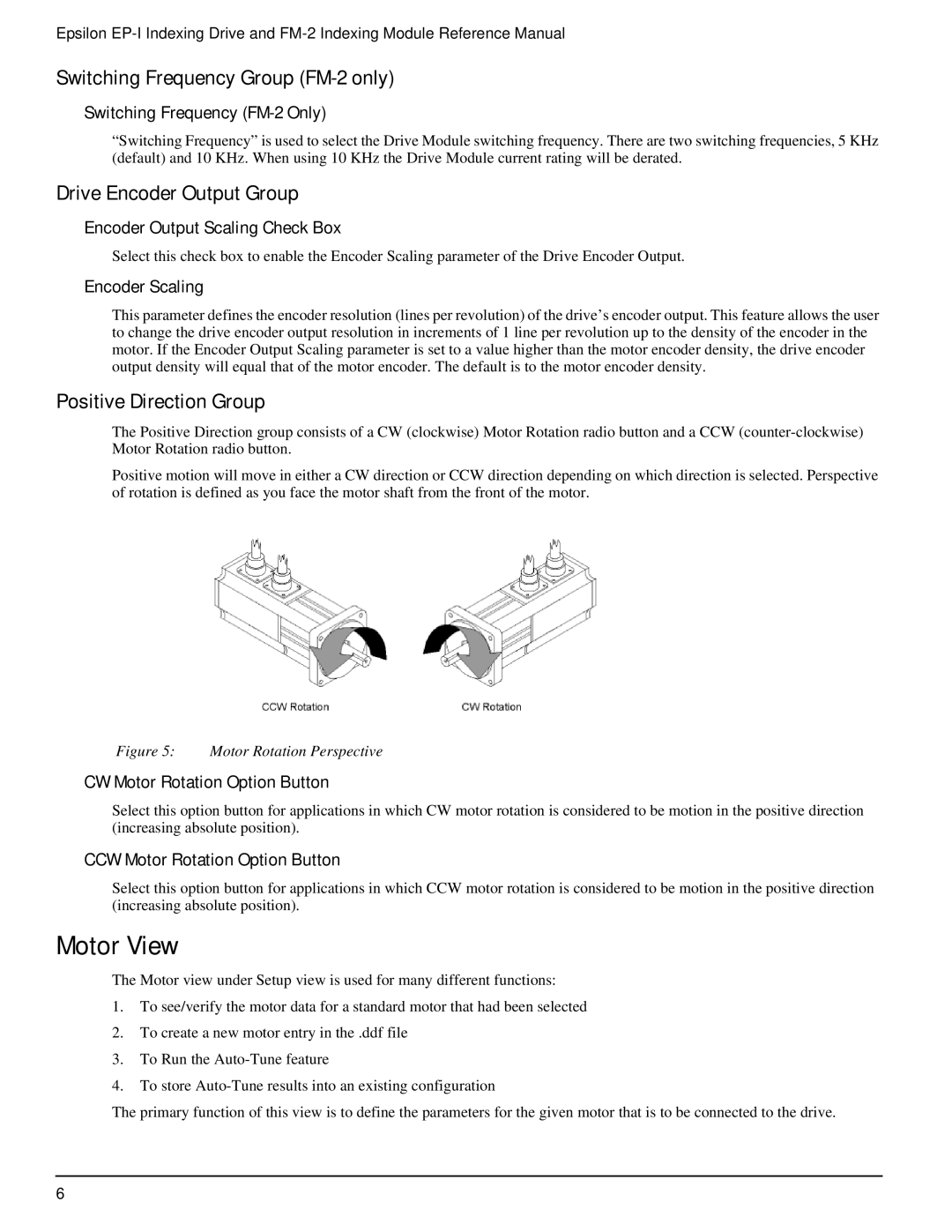 Emerson P/N 400518-02 manual Motor View, Switching Frequency Group FM-2 only, Drive Encoder Output Group 