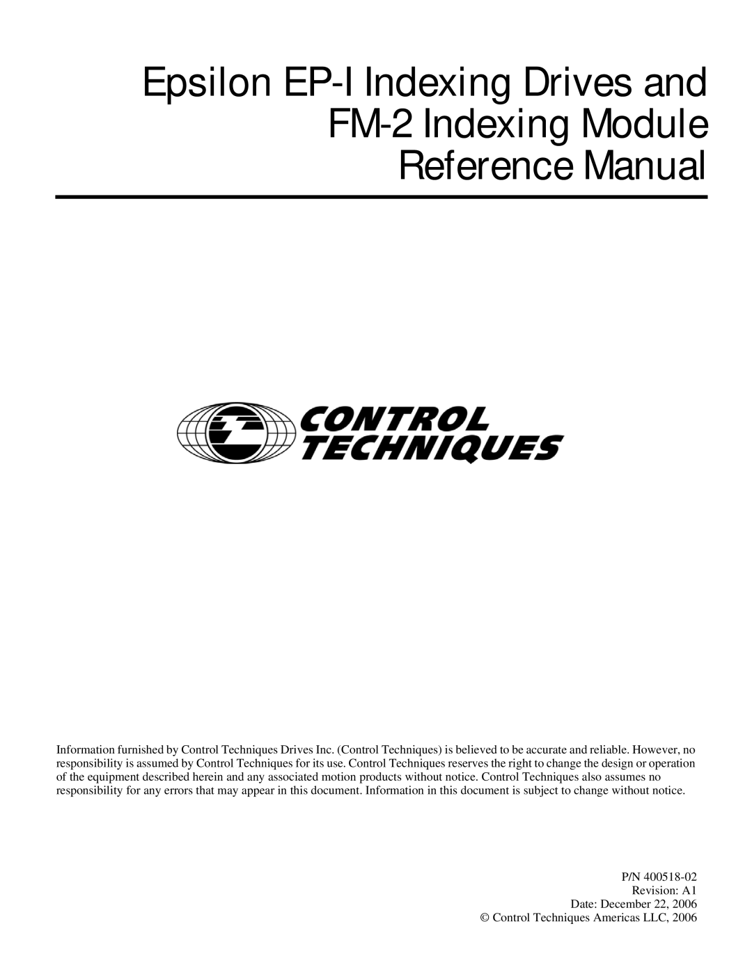 Emerson P/N 400518-02 manual 