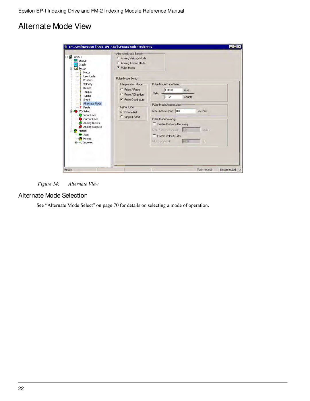 Emerson P/N 400518-02 manual Alternate Mode View, Alternate Mode Selection 