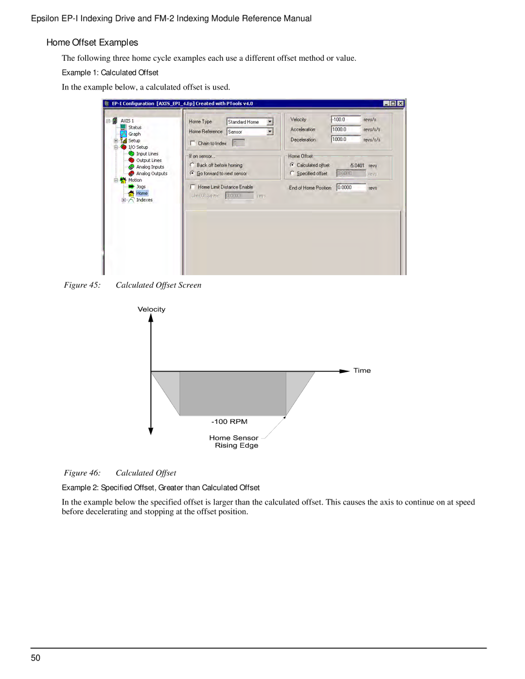 Emerson P/N 400518-02 manual Home Offset Examples, Example 1 Calculated Offset 