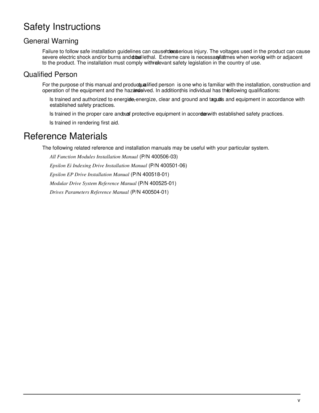 Emerson P/N 400518-02 manual Safety Instructions, Reference Materials, General Warning, Qualified Person 