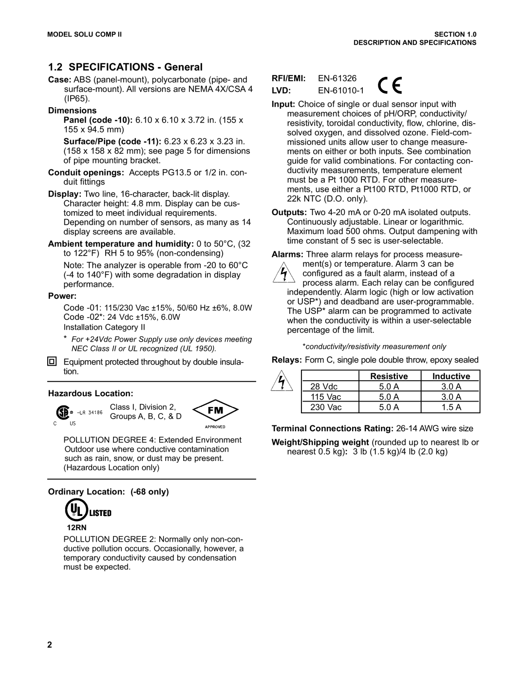 Emerson PN 51-1055pHC/rev.K instruction manual Dimensions, Hazardous Location, Ordinary Location -68 only, RFI/EMI EN-61326 