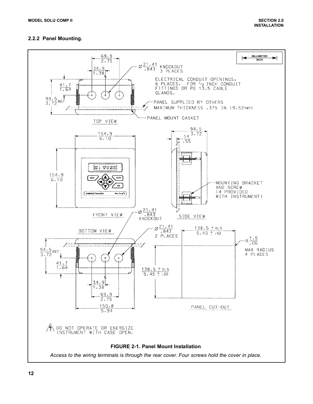 Emerson PN 51-1055pHC/rev.K instruction manual Panel Mounting, Panel Mount Installation 