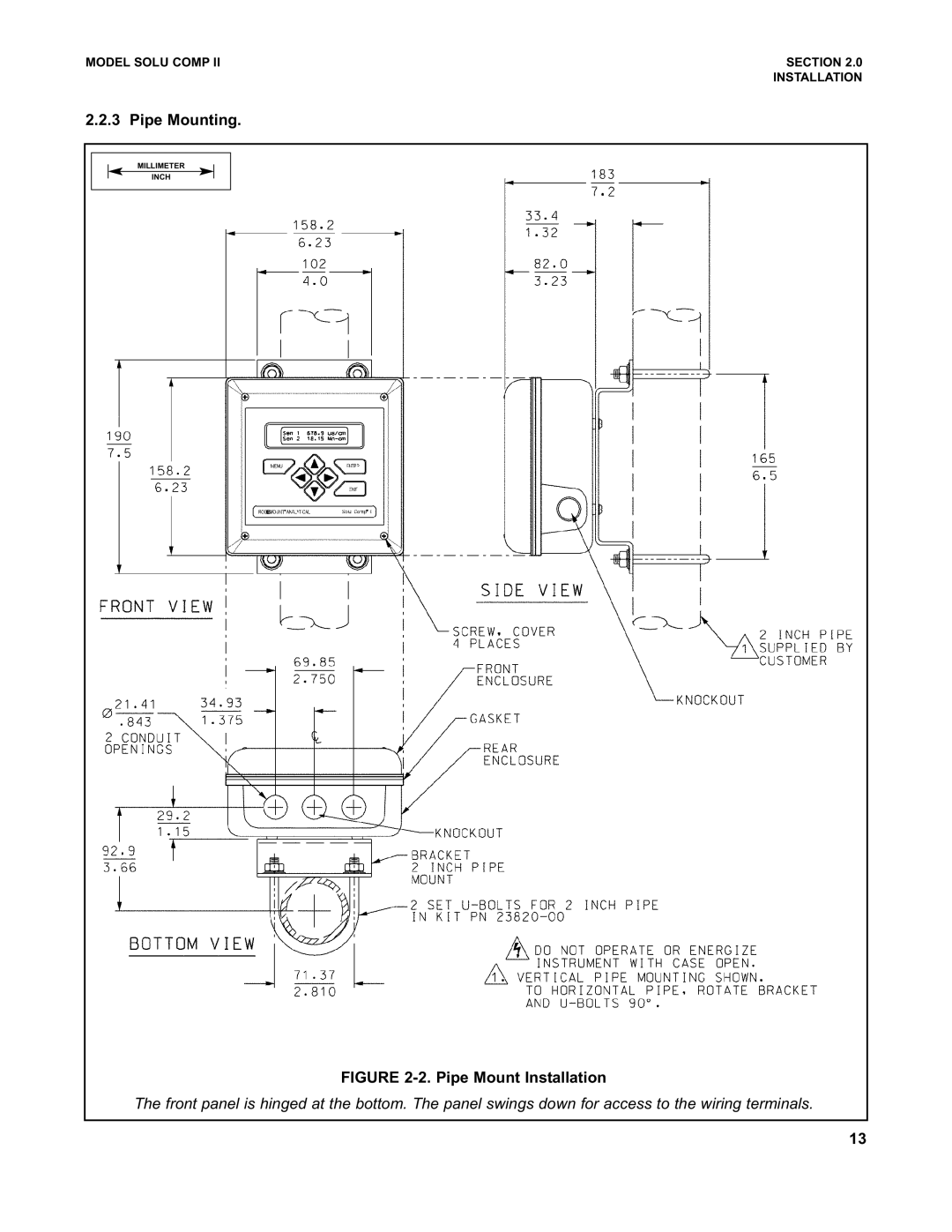 Emerson PN 51-1055pHC/rev.K instruction manual Pipe Mounting, Pipe Mount Installation 