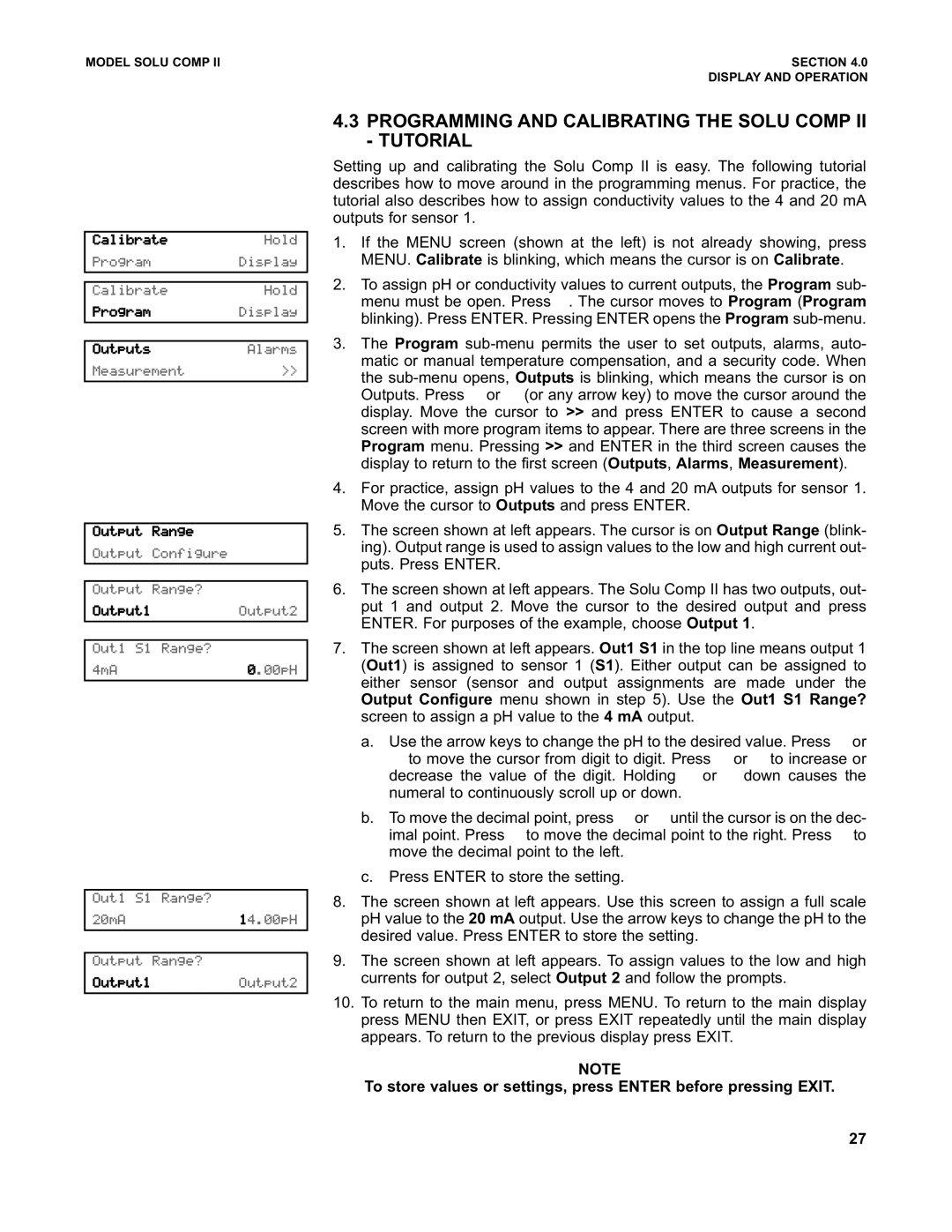 Emerson PN 51-1055pHC/rev.K instruction manual Programming and Calibrating the Solu Comp II Tutorial 