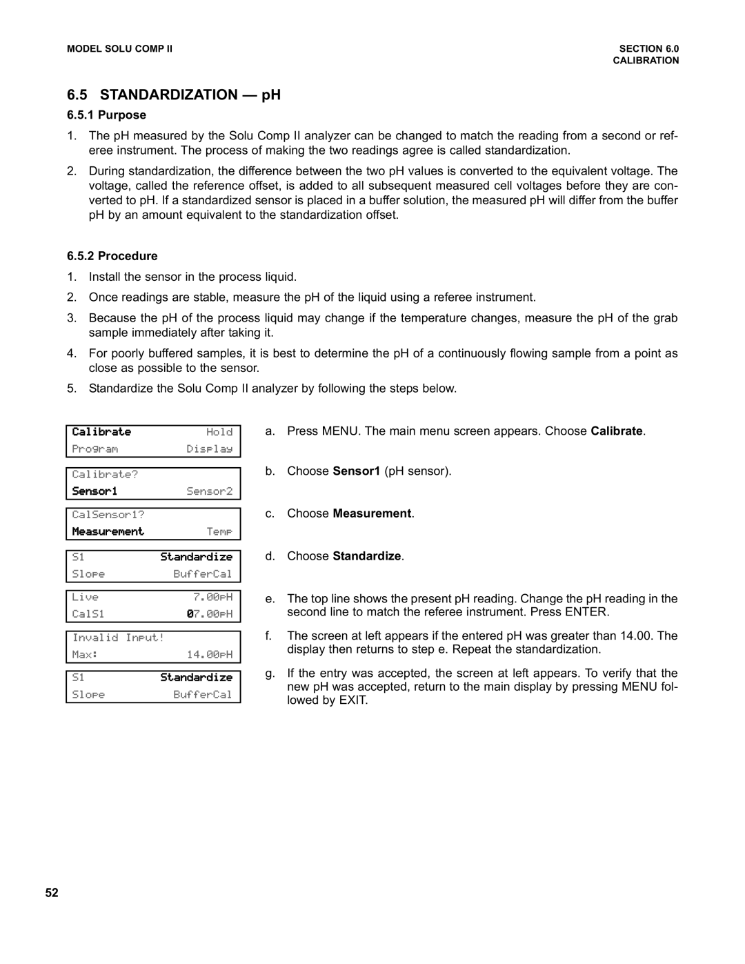 Emerson PN 51-1055pHC/rev.K instruction manual Standardization pH, Choose Measurement Choose Standardize 