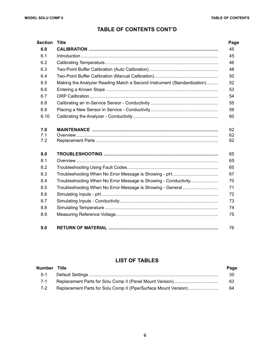 Emerson PN 51-1055pHC/rev.K instruction manual Table of Contents CONT’D, List of Tables 