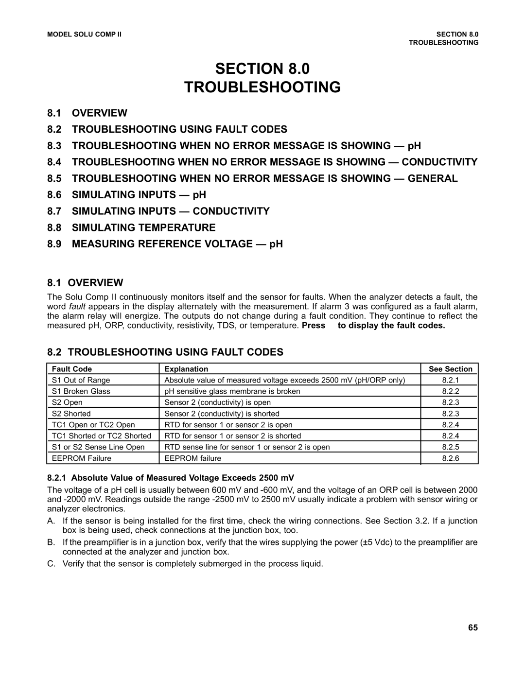 Emerson PN 51-1055pHC/rev.K instruction manual Section Troubleshooting, Overview Troubleshooting Using Fault Codes 