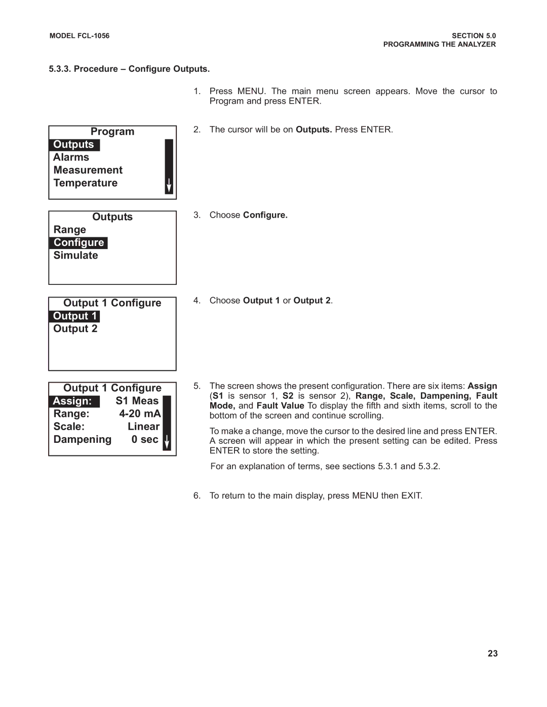 Emerson PN 51-FCL-1056 instruction manual Configure, ProgramOutput, Assign 