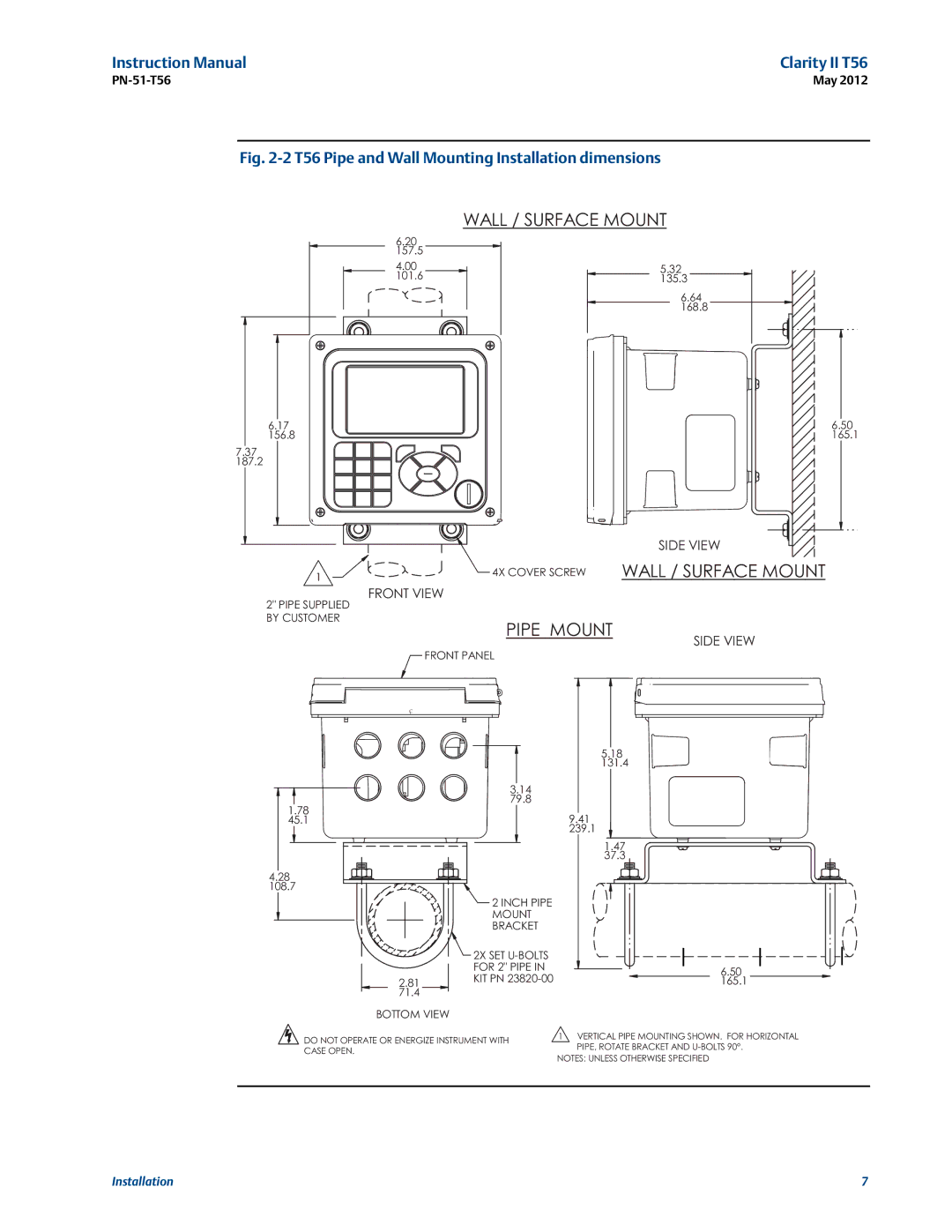 Emerson PN-51-T56 instruction manual Wall / Surface Mount 